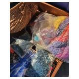 Mixed Lot: Books, Yarn, Baskets & Display Case