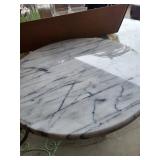 16-Inch Round Marble Slab with Assorted Books and Papers