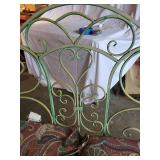 Vintage Wrought Iron Bench with Floral Cushions