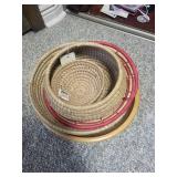 Set of Handcrafted Baskets with Wooden Bowl
