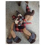 Plush Reindeer with Santa & Snowman Holiday Decoration