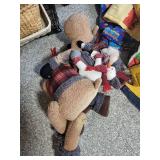 Plush Reindeer with Santa & Snowman Holiday Decoration