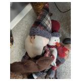 Plush Reindeer with Santa & Snowman Holiday Decoration
