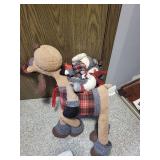 Plush Reindeer with Santa & Snowman Holiday Decoration
