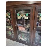 Antique Arts & Crafts Cabinet with Stained Glass Doors - 78"x54"x15"