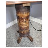 Intricately Inlaid Wooden Pedestal Table with Detailed Designs