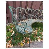 Antique Art Nouveau Metal Outdoor Curved Bench