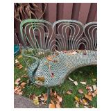 Antique Art Nouveau Metal Outdoor Curved Bench