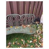 Antique Art Nouveau Metal Outdoor Curved Bench