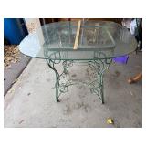 Vintage Ornate Metal Patio Table with Glass Top