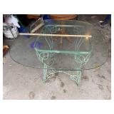 Vintage Ornate Metal Patio Table with Glass Top