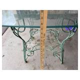 Vintage Ornate Metal Patio Table with Glass Top