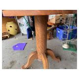 Antique Wooden Pedestal Table with Claw Feet