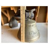 Vintage Cow Bell with Leather Strap and Engraved Designs
