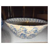 Vintage Blue & White Spatterware Pitcher and Bowls Set