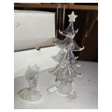 Clear Glass Christmas Tree with Star Topper and Parts