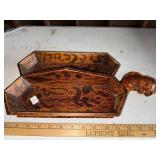 Vintage Wooden Letter Holder with Carved Handle