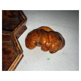 Vintage Wooden Letter Holder with Carved Handle