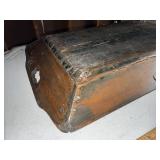 Antique Rustic Wooden Tray with Heart-Shaped Handles