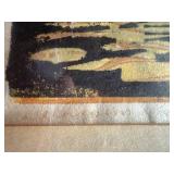 Antique Framed Print of Girl in Garden Block Art Signed