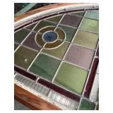 Vintage Art Deco Stained Glass Window Panel with Wood Frame