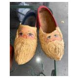 Vintage Carved Wooden Santa Face Clogs Lot