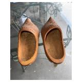 Vintage 1912 Carved Wooden Clogs with Intricate Design