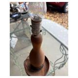 Vintage Wooden Table Lamp and Stone Sculpture