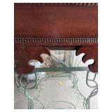 Vintage Wooden Footstool with Floral Needlepoint Top