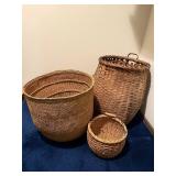 Lot of 3 Vintage Woven Baskets - Rustic Collectibles