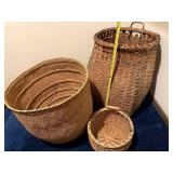 Lot of 3 Vintage Woven Baskets - Rustic Collectibles