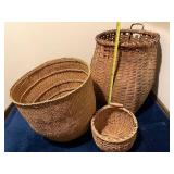 Lot of 3 Vintage Woven Baskets - Rustic Collectibles