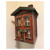 Antique Handcrafted Wooden Wall Dollhouse with Rustic Charm