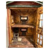 Antique Handcrafted Wooden Wall Dollhouse with Rustic Charm
