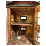 Antique Handcrafted Wooden Wall Dollhouse with Rustic Charm