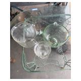 Vintage EAPG Glass Measuring Pitcher Set, Briar Rose Glass, Green Glass Measuring Pitcher