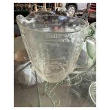 Vintage EAPG Glass Measuring Pitcher Set, Briar Rose Glass, Green Glass Measuring Pitcher