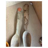Lot of 6 Vintage Hand-Carved Wooden Spoons with Unique Designs
