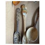 Lot of 6 Vintage Hand-Carved Wooden Spoons with Unique Designs