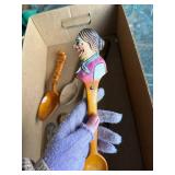 Lot of 6 Vintage Hand-Carved Wooden Spoons with Unique Designs