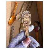 Lot of 6 Vintage Hand-Carved Wooden Spoons with Unique Designs