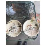 Vintage Pair of 1935 Hand-Painted Floral Plates by Ethel