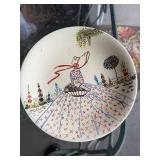 Vintage Pair of 1935 Hand-Painted Floral Plates by Ethel