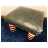 Vintage Footstool with Colorful Wooden Legs