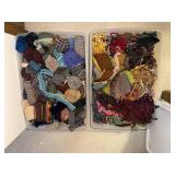 Large Lot of Assorted Fabric Scraps and Yarns for Crafting
