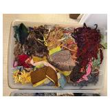 Large Lot of Assorted Fabric Scraps and Yarns for Crafting