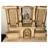 Antique Wooden Religious Shrine with Intricate Carvings