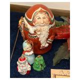 Assorted Christmas Decorations: Santa Figurines, Trees, Ornaments & More