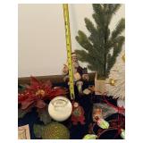 Assorted Christmas Decorations: Santa Figurines, Trees, Ornaments & More