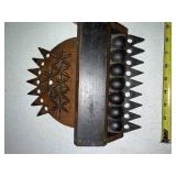 Vintage Folk Art and Tramp Art Hand Carved Wooden Pieces with Geometric and Heart Designs